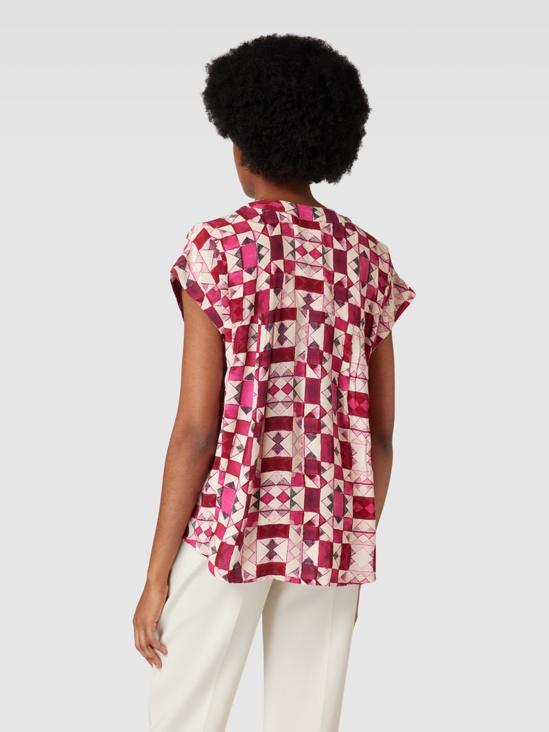 Blusenshirt aus Viskose mit Allover-Muster in fuchsia
