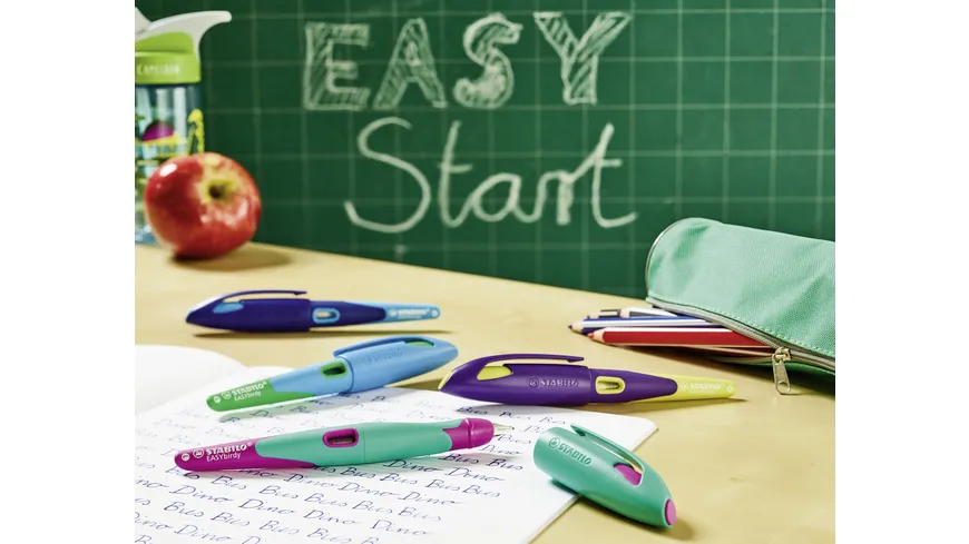 STABILO® Schulfüller EASYbirdy für Rechtshänder inklusive Patrone - Feder A mitternachtsblau/azur