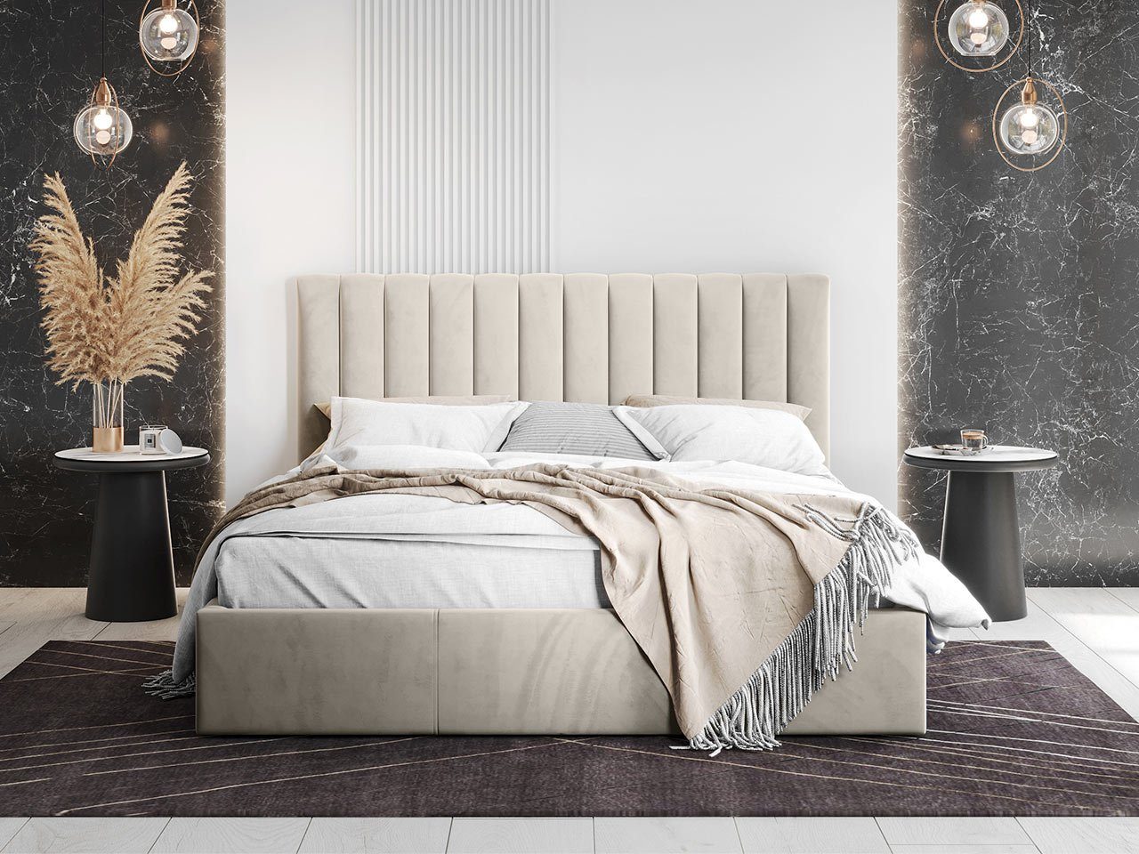 Mirjan24 Polsterbett Cosmo (mit Bettkasten), Gasdruckfeder, Lattenrost, 140x200, 160x200 oder 180x200