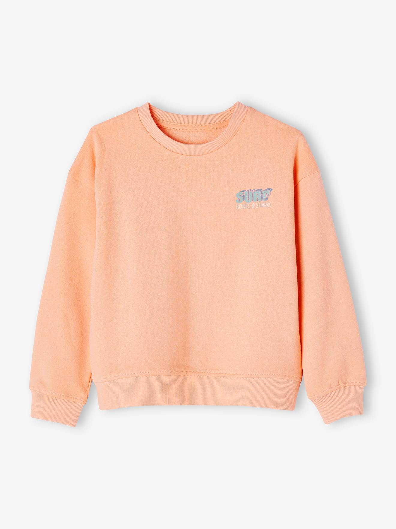 Sweat garçon maxi motif dos abricot poudré