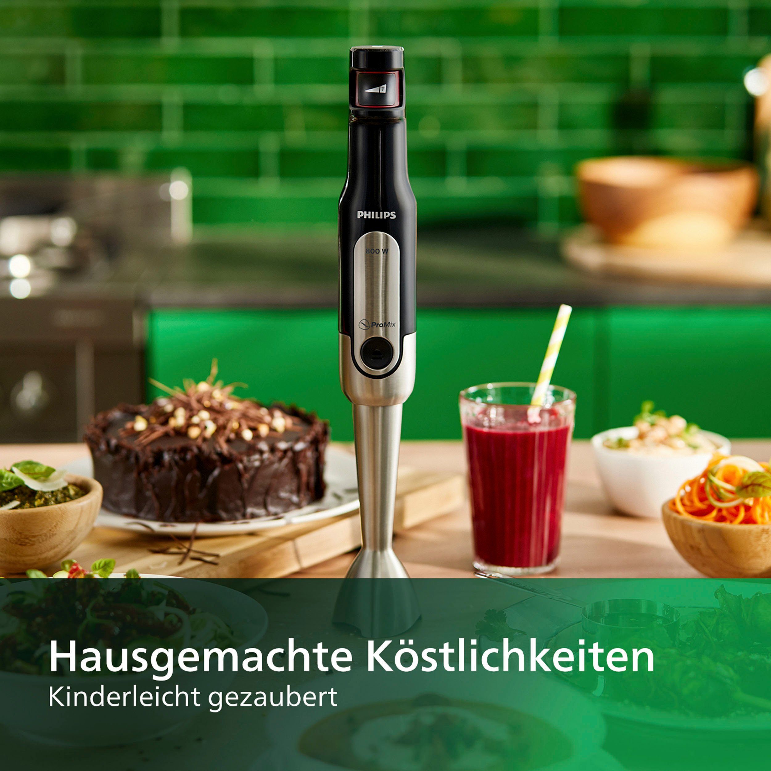 Philips Stabmixer HR2650/90 Viva, SpeedTouch, inkl. 2-in-1 Togo Trinkflasche & Mixbecher, 800 W