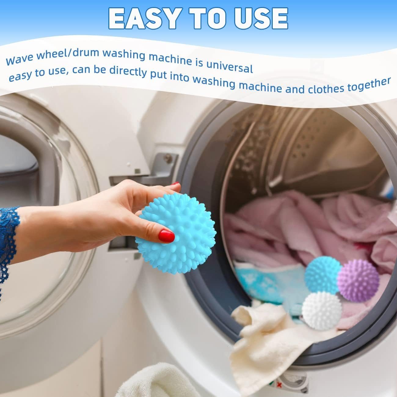 KINOMI Wäschekugel 9 Stück Trockner Ball Waschball für waschmaschine Waschball (Set, 9-St), Trocknerbälle für Wäschetrockner, Dryer Balls für Reinigung