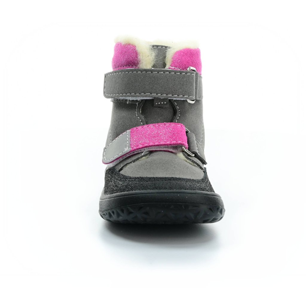 Jonap Falco Winter SLIM Grau-Rosa mit Wolle gefütterte Barfuß-Stiefeletten