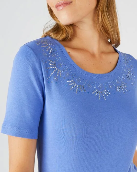 Tee-shirt col rond strassé