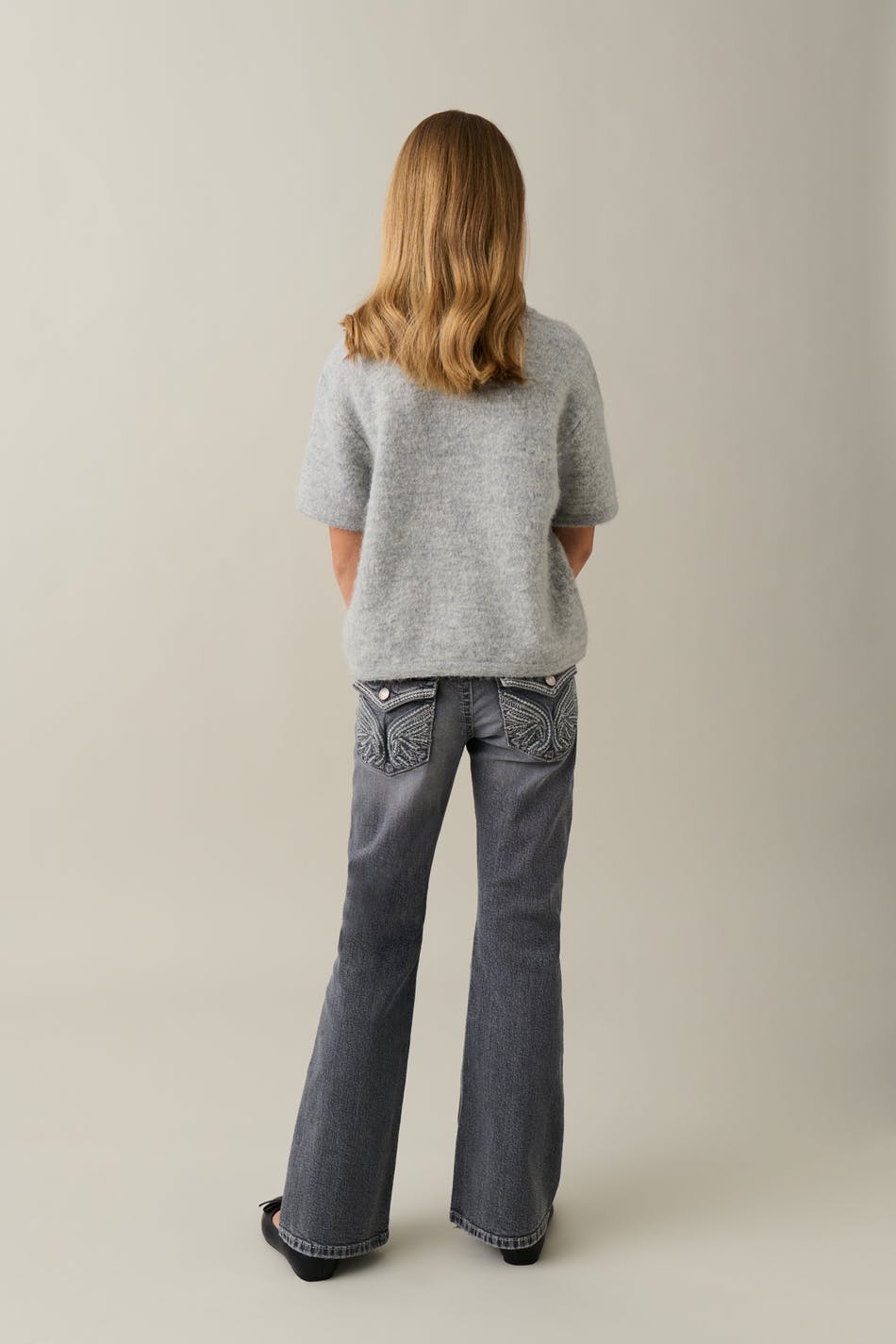 Embroidery flare jeans