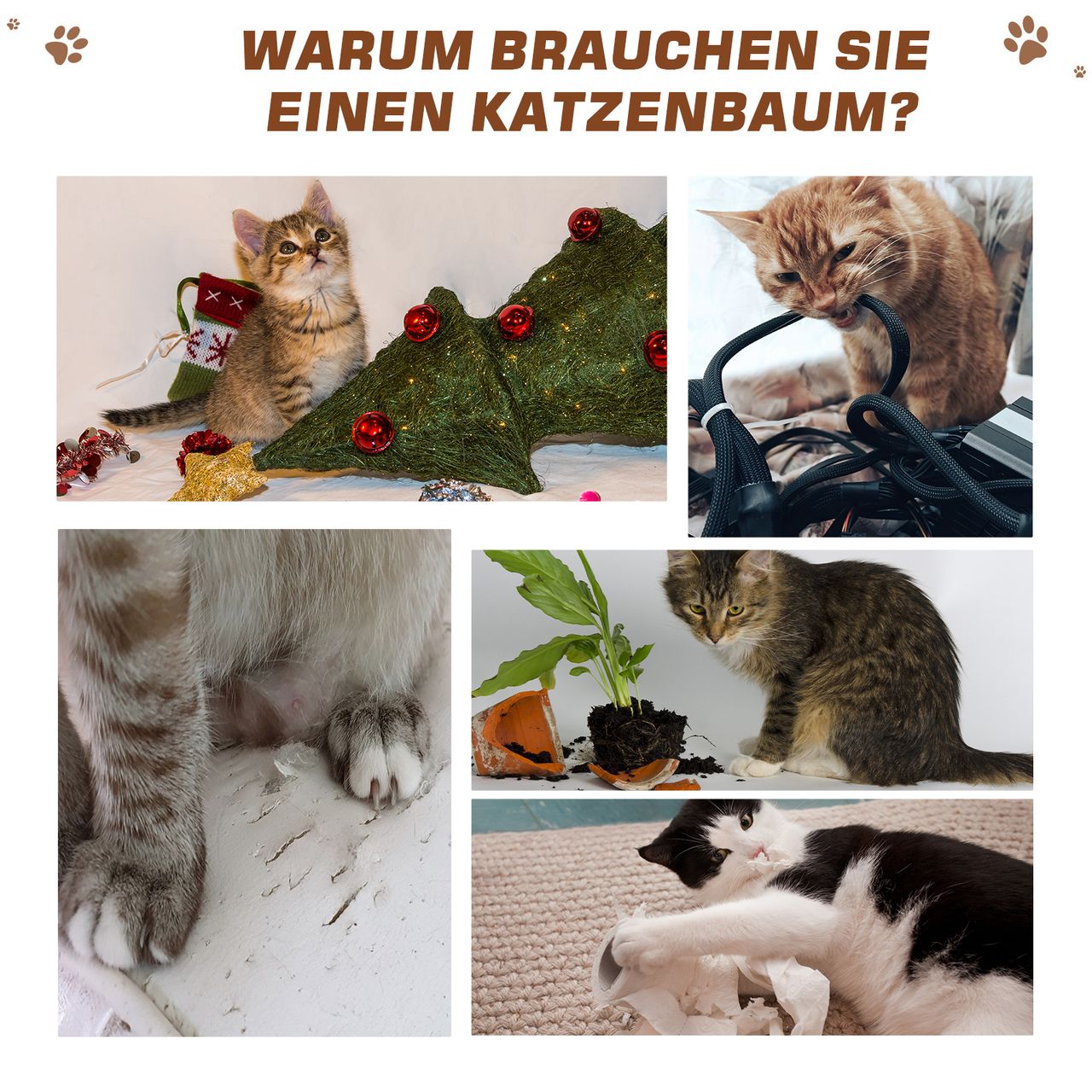 PawHut Katzenbaum Kratzbaum Kletterbaum kuschelige Aussichtsplattformen