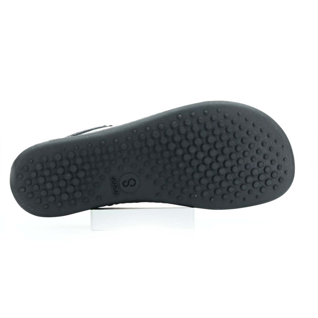 Shapen Feelin Chic Black Glitter Leather Barfuß-Halbschuhe