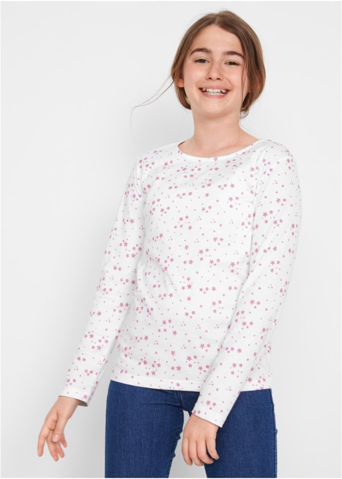 Mädchen Langarmshirt (3er Pack) aus Bio-Baumwolle
