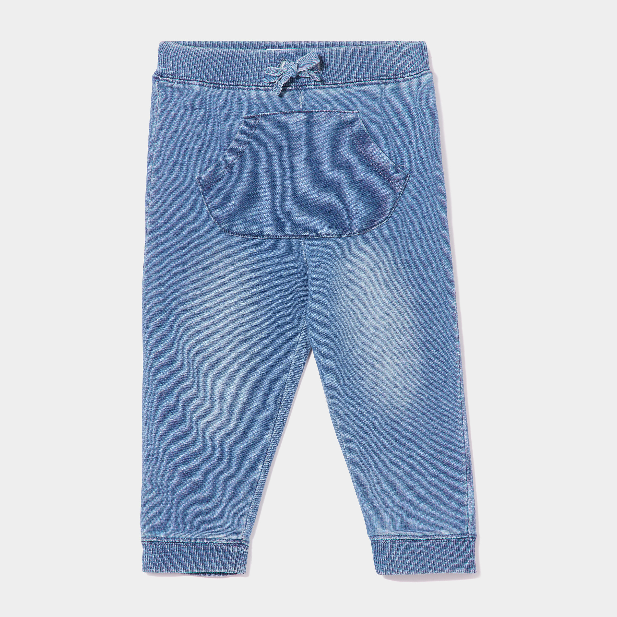 Pantalon droit taille élastiquée en jean denim stone bébé garçon | La Halle