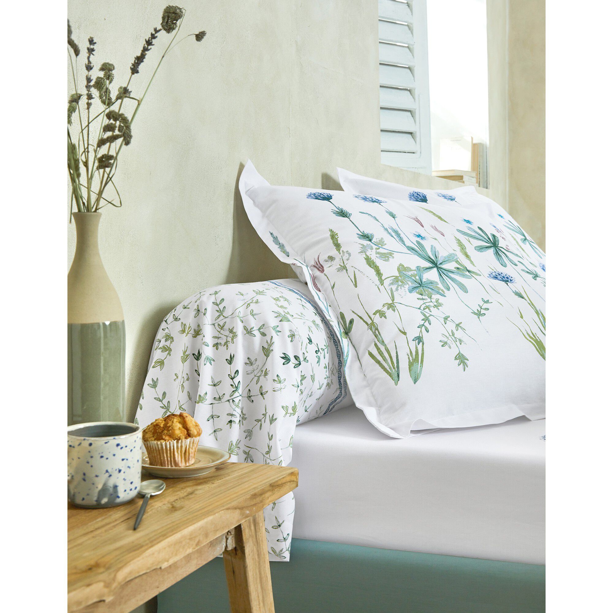 Linge de lit Julie en coton imprimé herbier