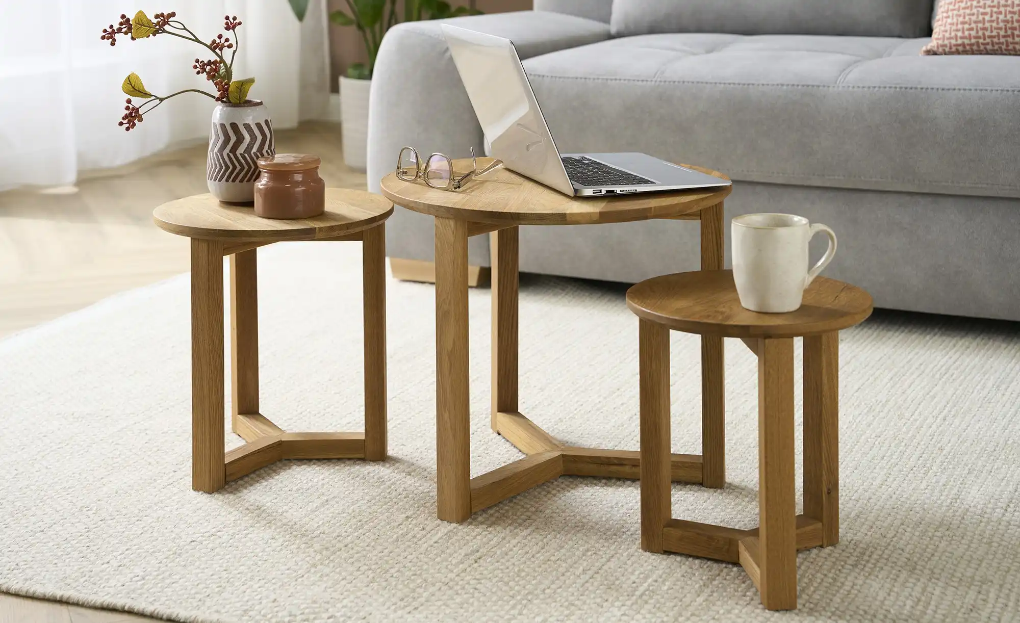 Couchtisch 3er Set Massivholz