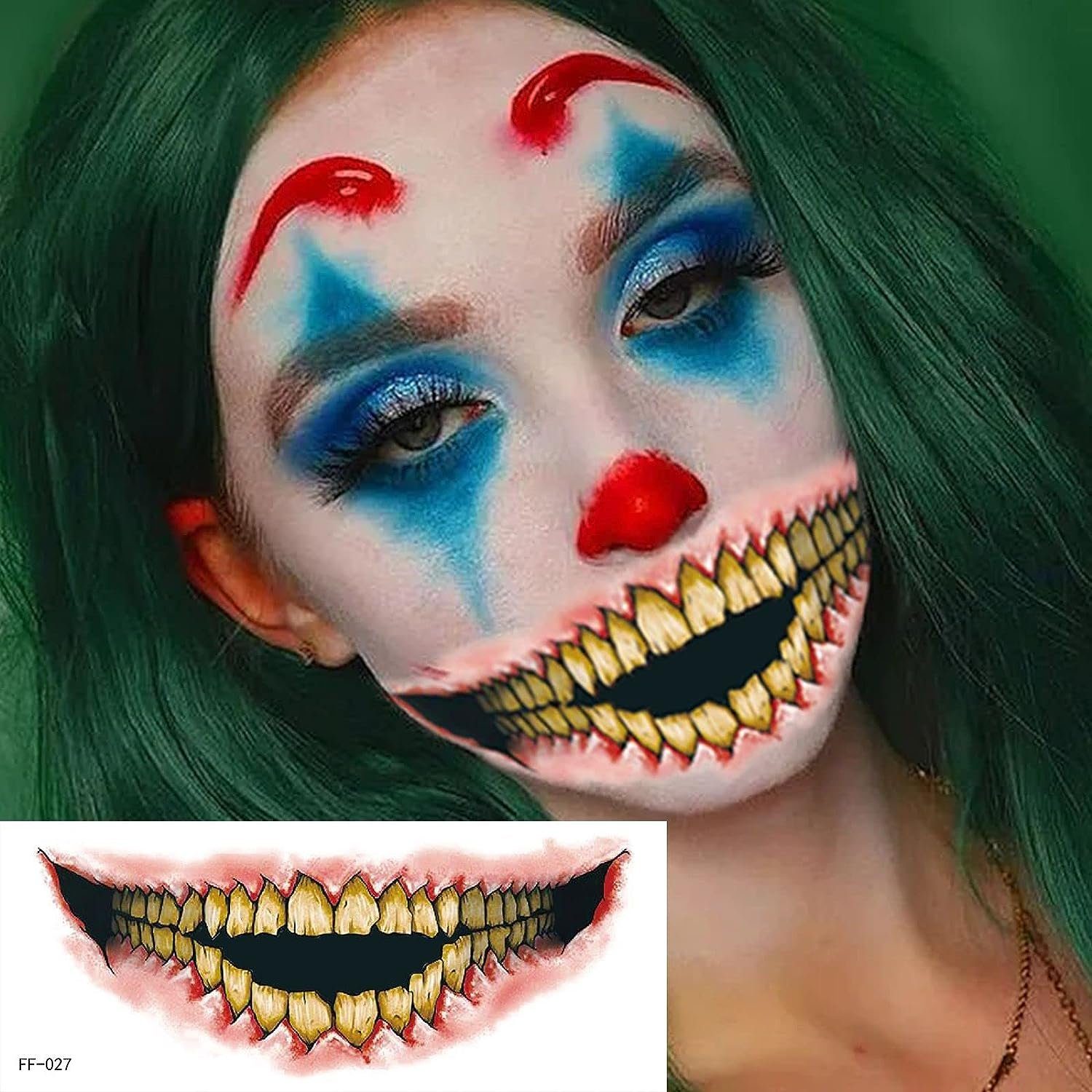 TOPMELON Schmuck-Tattoo, Halloween Aufkleber Horror-Fake-Mund-Tattoo Make-up