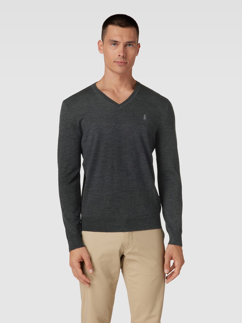 Longsleeve mit Logo-Stitching in anthrazit
