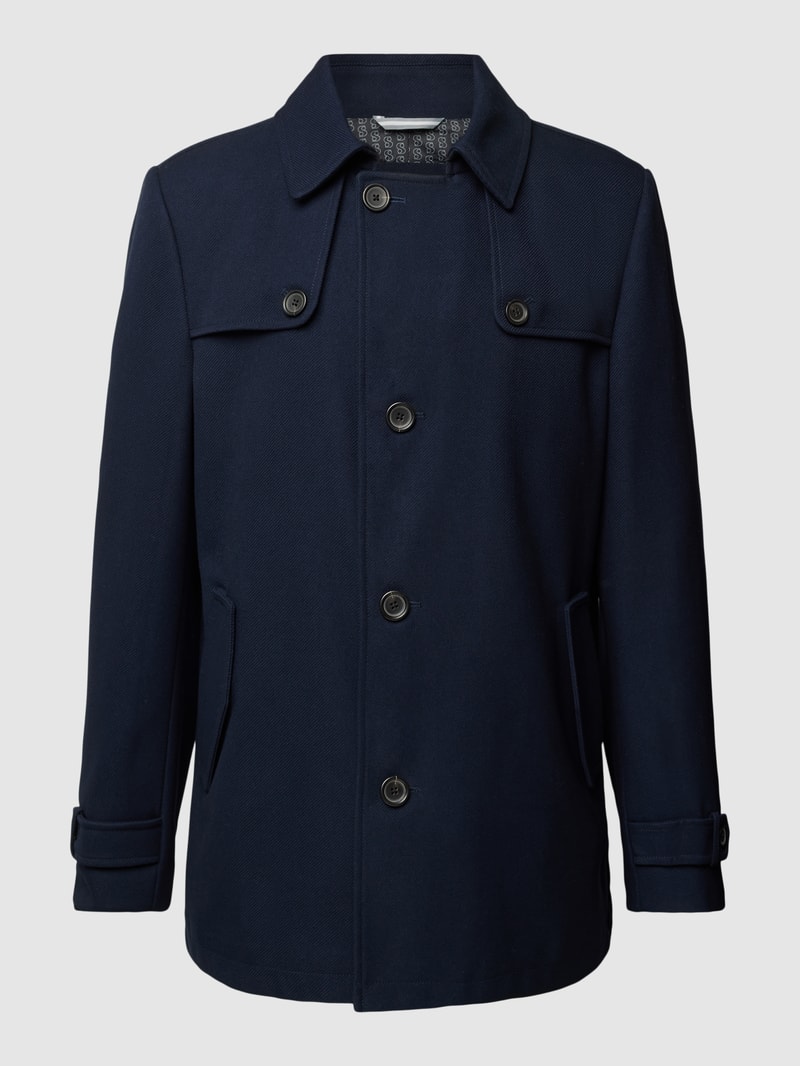 Jacke mit Umlegekragen und Ärmelriegeln in marineblau