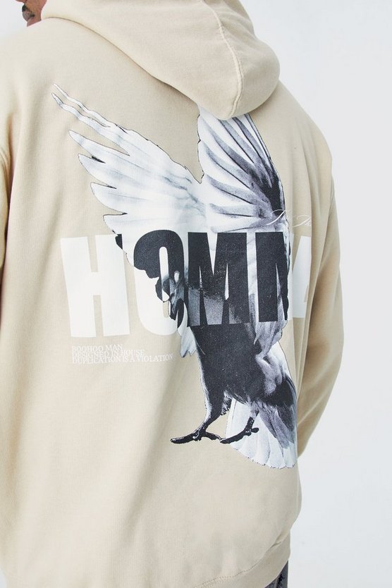 Plus Oversize Hoodie mit Homme Print