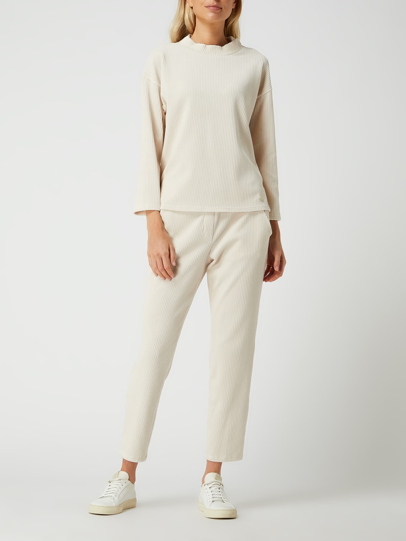 Sweatshirt mit Rippenstruktur in beige