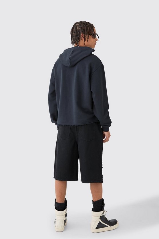 Kastiger Oversize Hoodie mit zerrissener Applikation