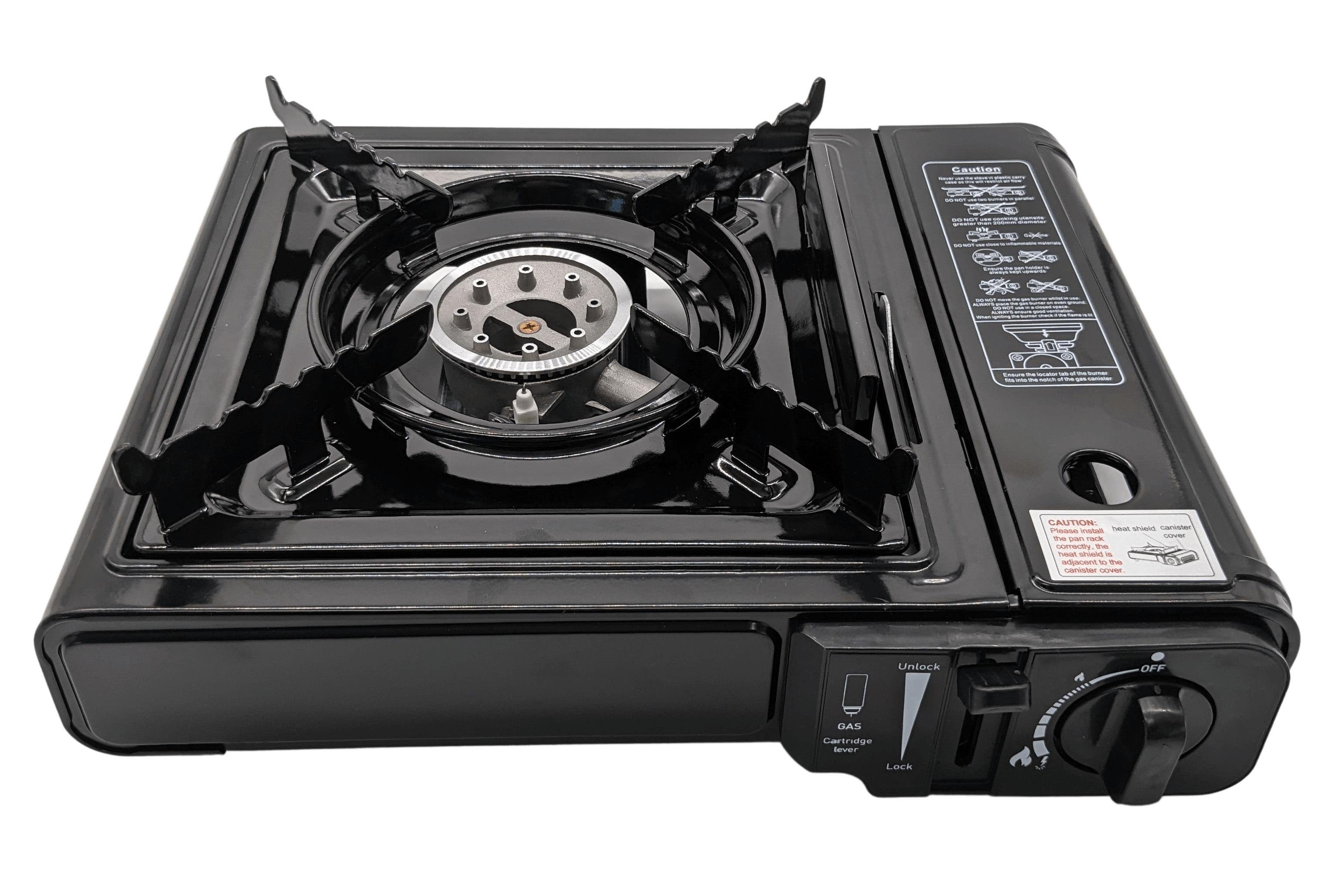 Morleos Gaskocher Campingkocher Gaskocher Outdoor Camping Piezo Kocher + 8x Gaskartusche, (2,2KW Kocher + Gas)