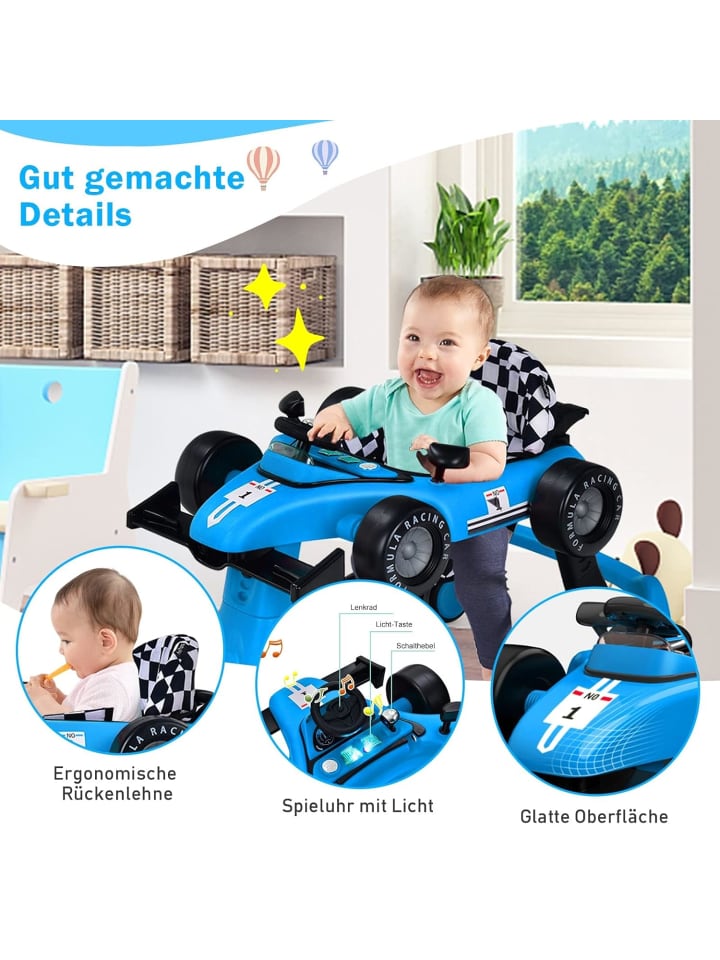 COSTWAY 4 in 1 Lauflernwagen in Blau günstig kaufen 75 cm