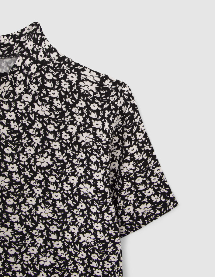 Robe noire imprimé floral fille