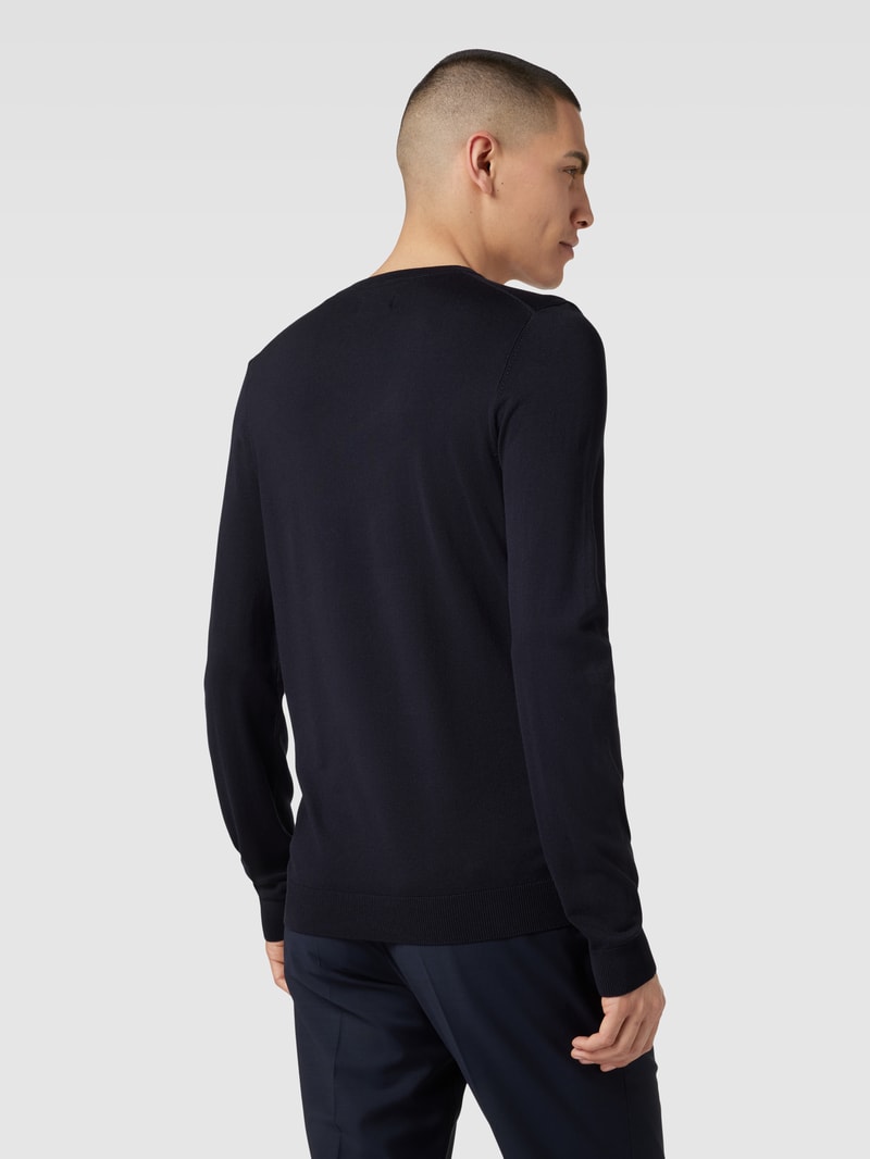Strickpullover mit Rundhalsausschnitt in marineblau