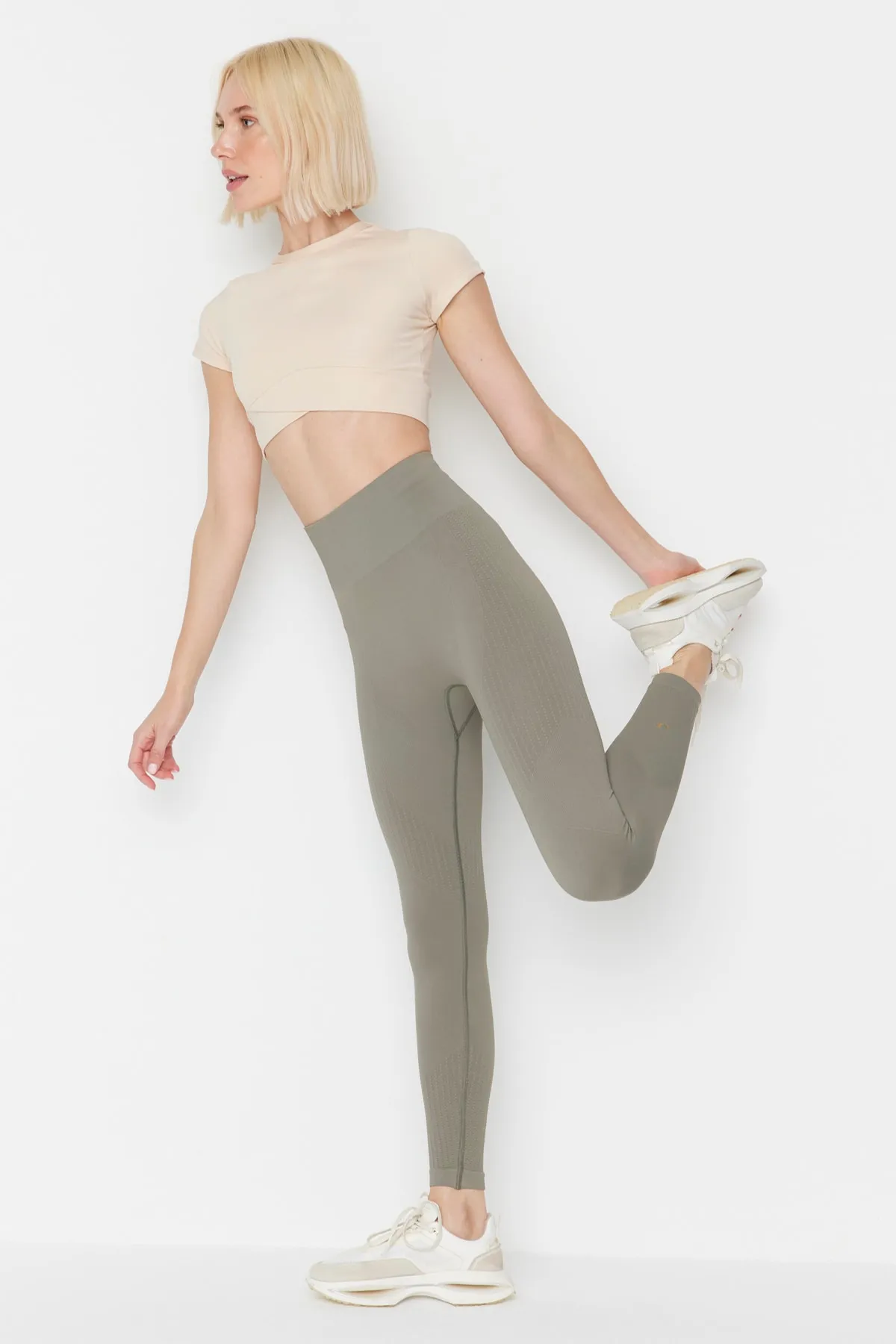 Jerf  Lily - Khakifarbene Erholungs-Leggings mit hoher Taille