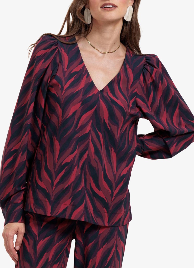 Tunica con scollo a V stampato Studio Anneloes Les Feuilles