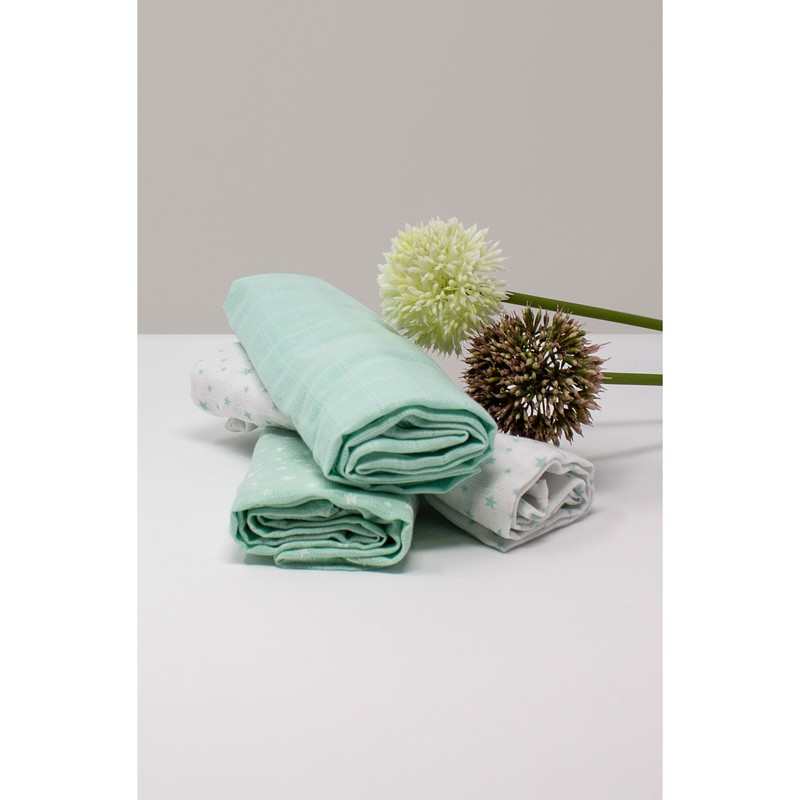 Set de 3 langes 100% Coton Bio motifs étoiles