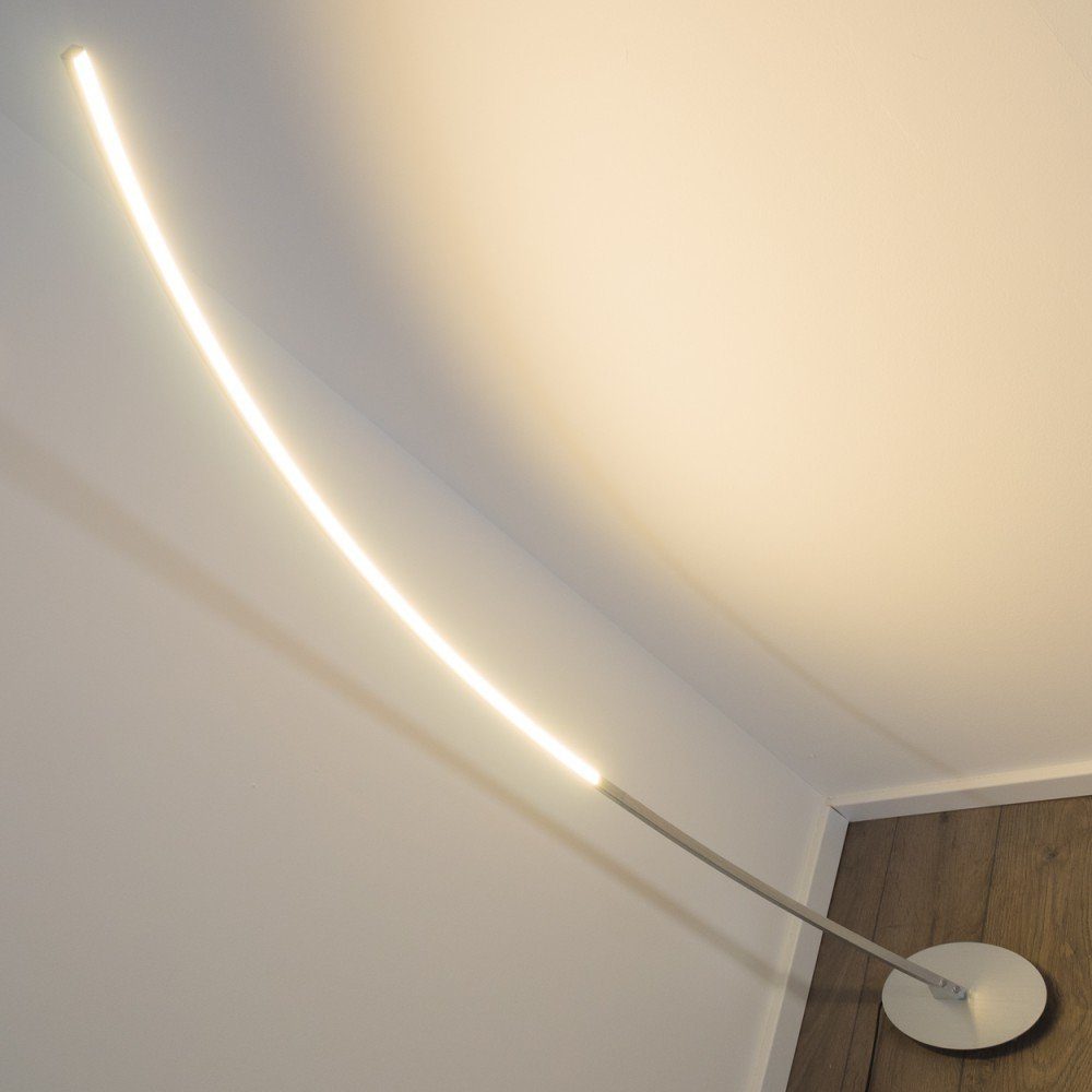 hofstein Stehlampe Brie LED Designer Standlampe in Aluminiumgebürstet, Stehleuchte mit Fußschalter und Kabel, Leselampe, LED 1100 Lumen