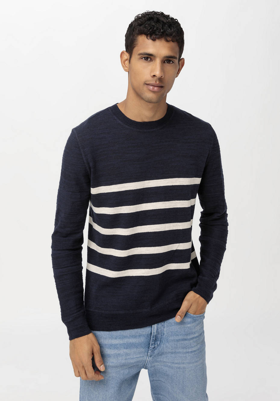 Streifen-Pullover aus Leinen mit Bio-Baumwolle
