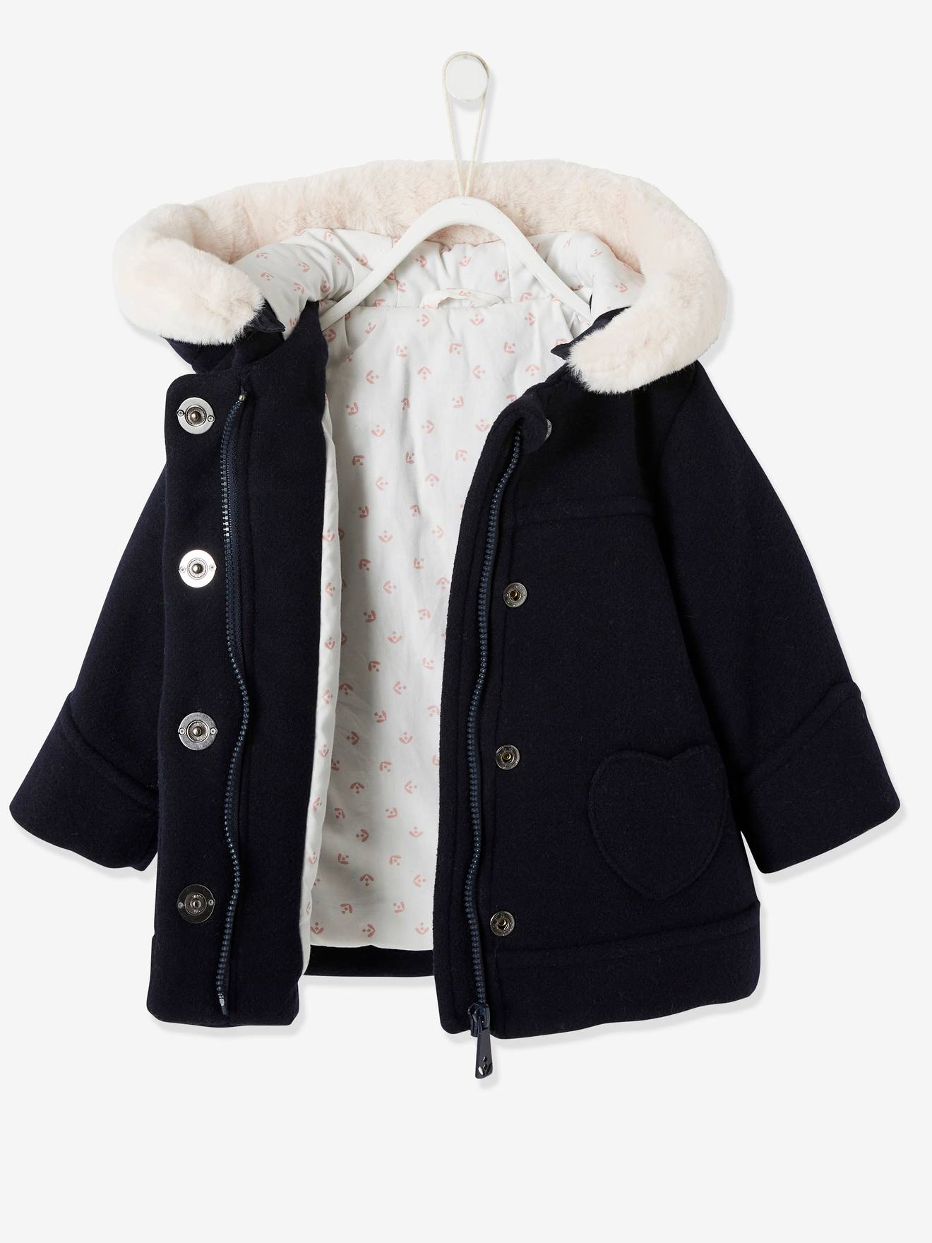 Manteau à capuche bébé fille taupe