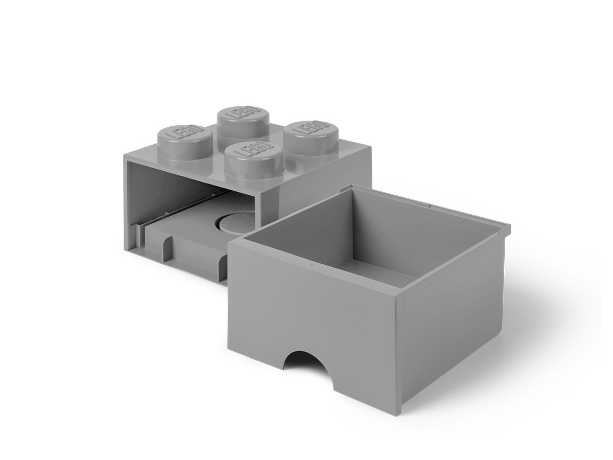LEGO® mittelgroßer Aufbewahrungsstein mit 4 Noppen und Schubfach in Steingrau 5005713