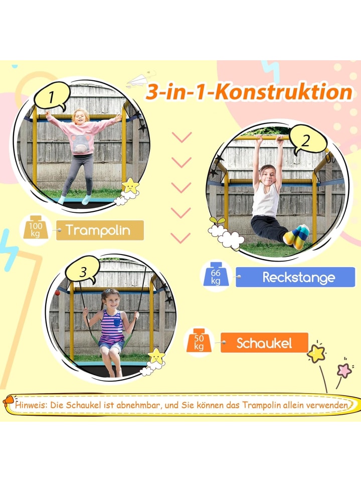 COSTWAY 3 in 1 Trampolin in Gelb günstig kaufen onesize