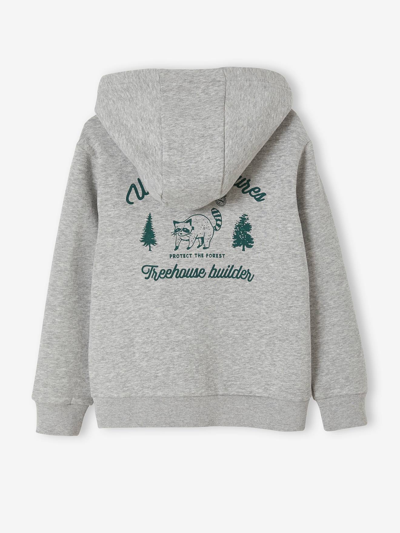 Sweat zippé à capuche grand motif 