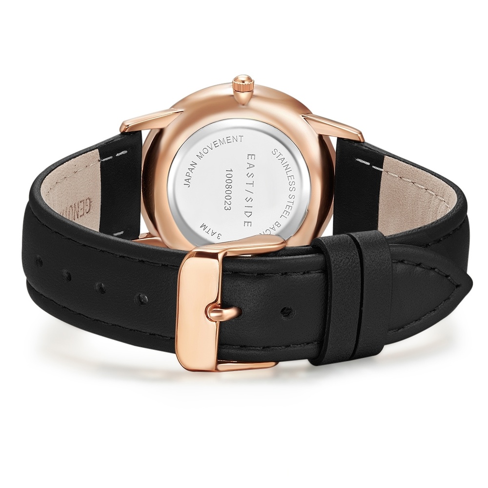 EASTSIDE Montre à quartz Upper Union en Or rose Cuir véritable en Noir Montre