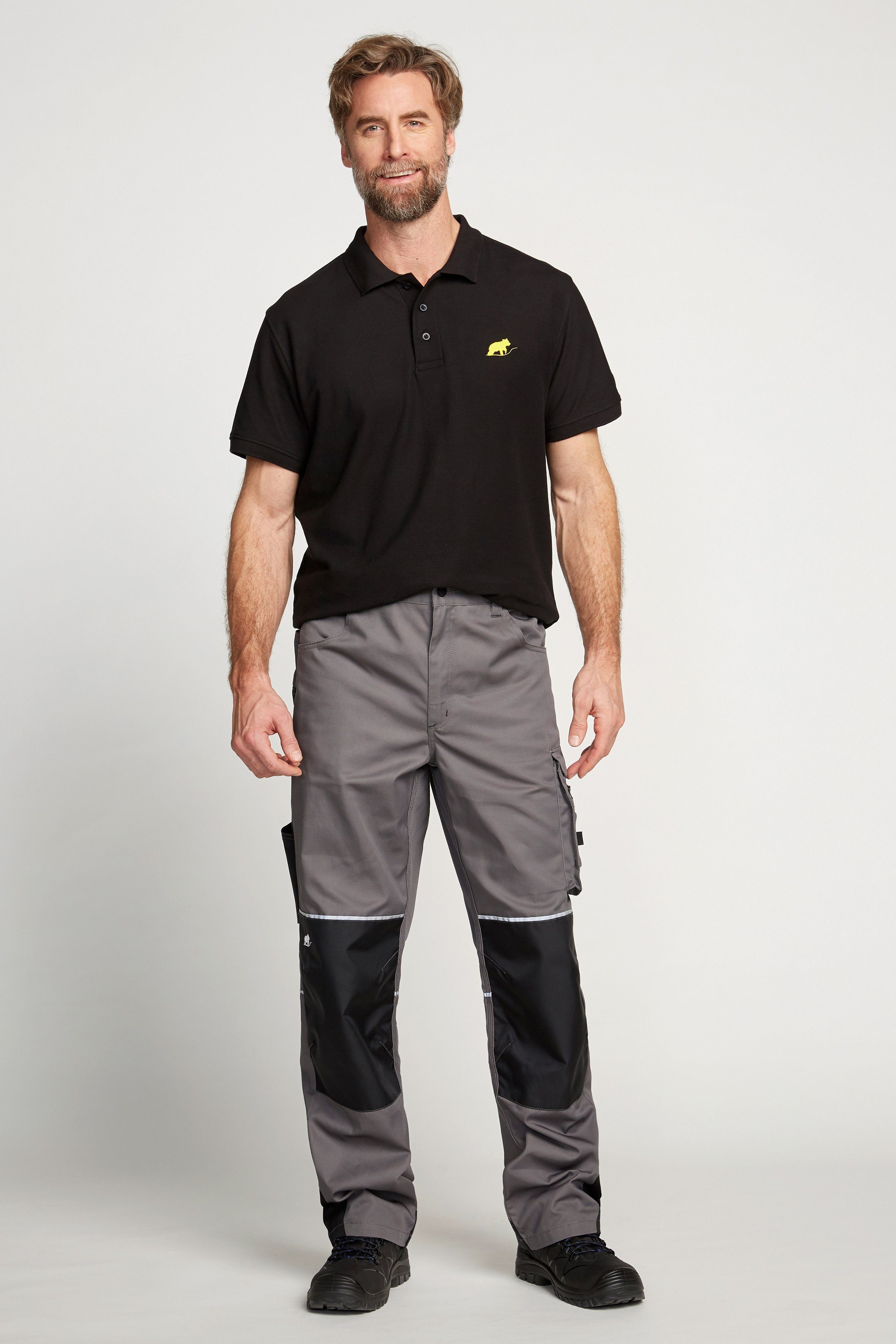 Northern Country Arbeitshose worker light (langlebig durch 3-fach Innenbeinnaht und viele Verriegelungspunkte) mit vielen Cordura®-Verstärkungen und Reflexelementen, mit 8 Taschen