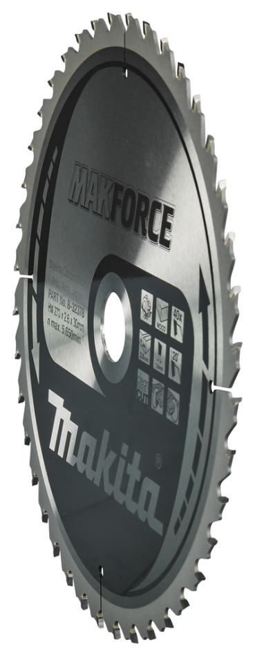 Makita Tarvikkeet B-32378 Puupyörösahanterä Makforce 270x30x2.6 40T 20°