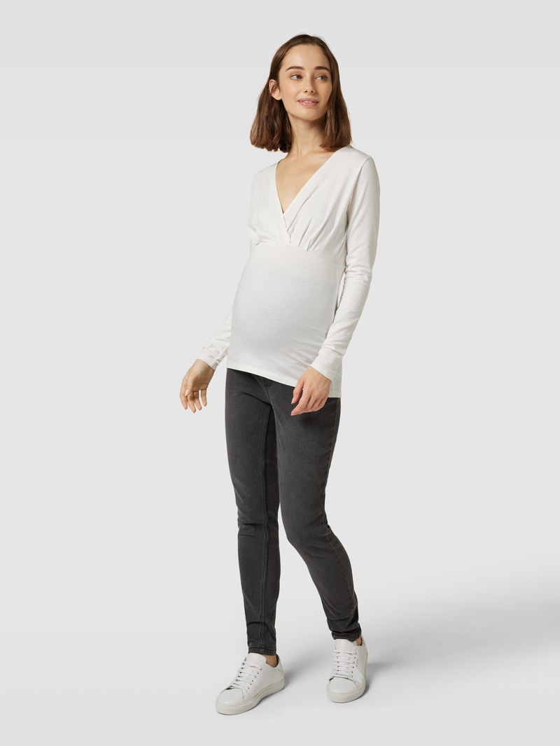 Umstands-T-Shirt mit V-Ausschnitt Modell 'Emma' im 2er-Pack in schwarz