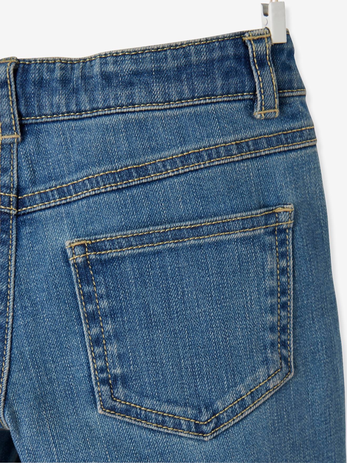 Jean droit fille morphologique tour de hanches LARGE denim stone