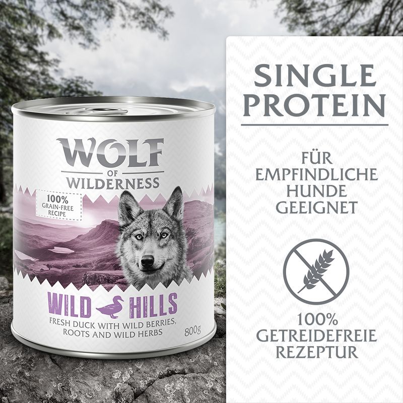 Sparpaket Wolf of Wilderness Adult 24 x 800 g - Single Protein