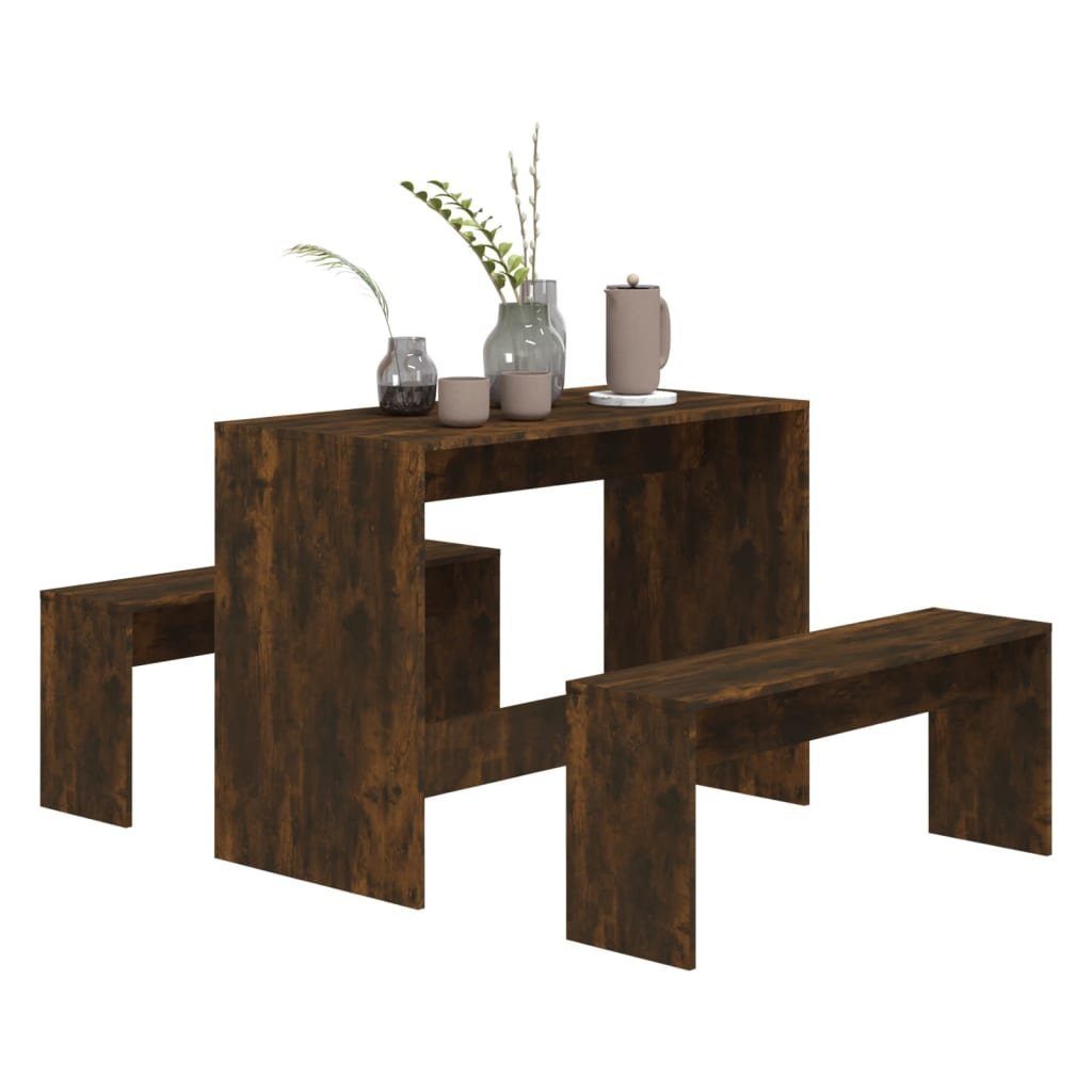 vidaXL Essgruppe 3-tlg. Essgruppe Räuchereiche Holzwerkstoff, (1-tlg)