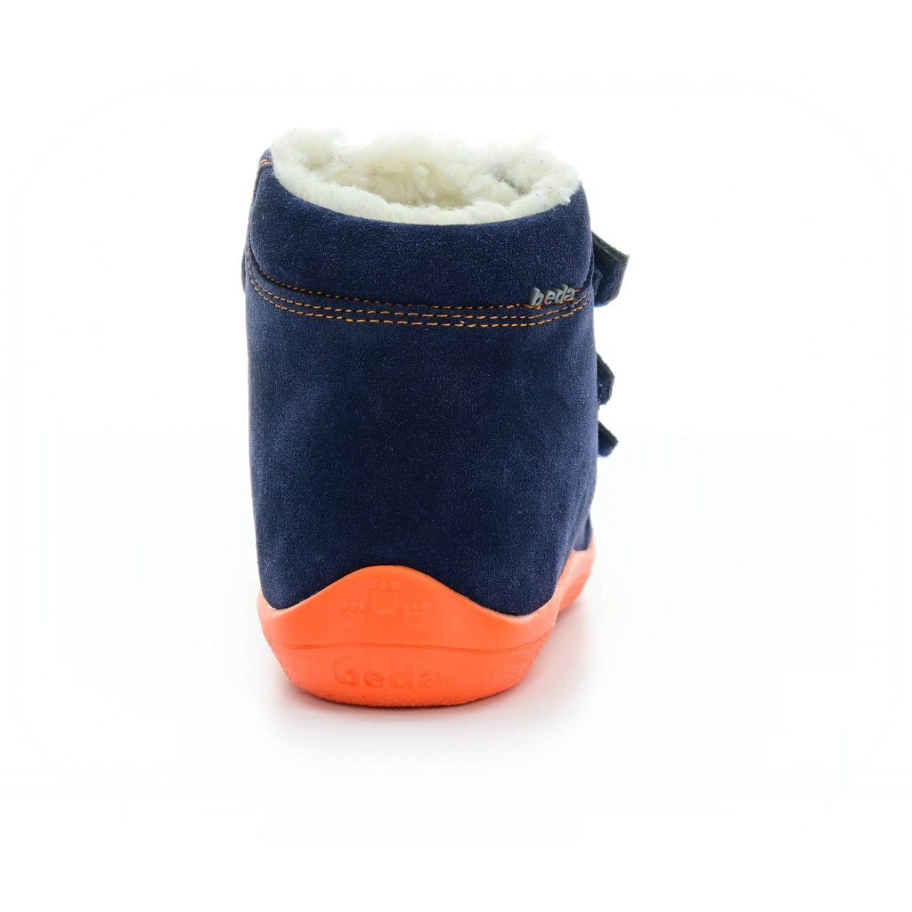 Beda Blue Mandarine mit Membran (BF 0001/W/MK/Fell, höher) dunkelblaue Winter-Barfußstiefeletten