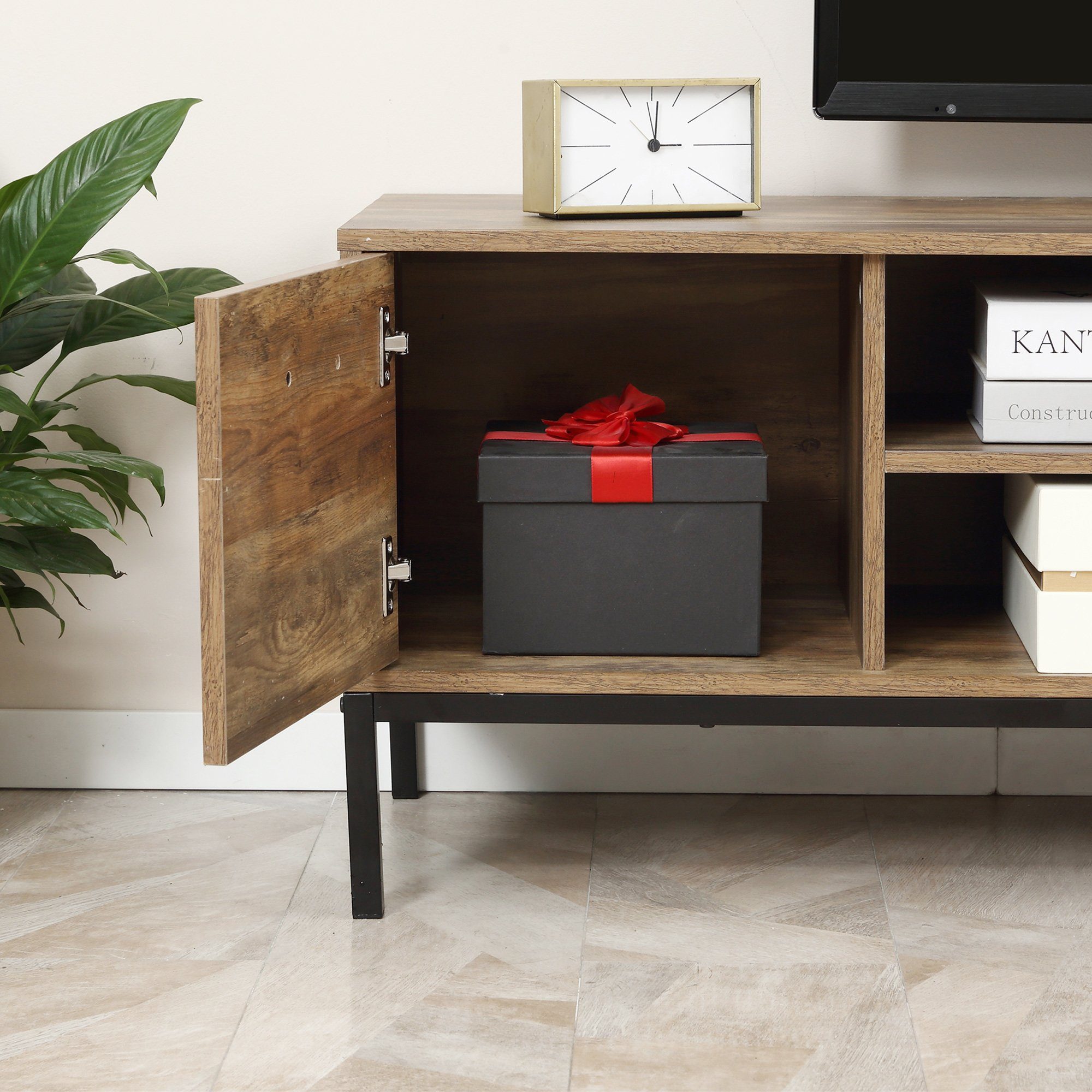 HOMCOM TV-Board TV-Schrank, TV Kommode für TV-Geräte bis zu 50 Zoll (Fernsehschrank, 1 St., TV Board), TV Bank mit Kabelöffnung