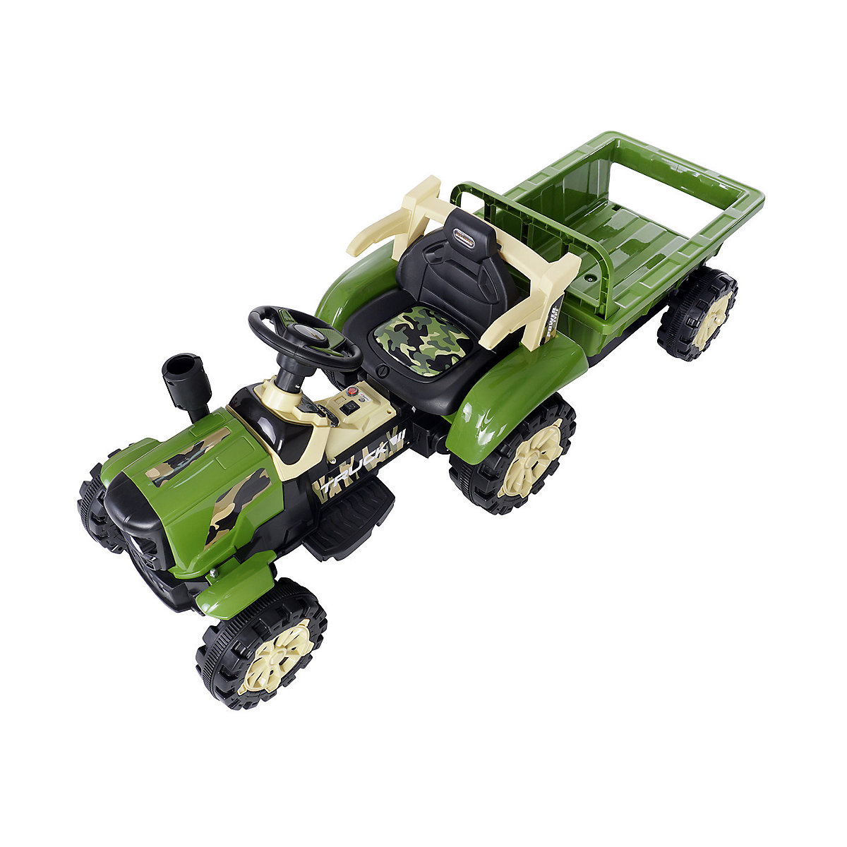 Kinder Elektroauto Traktor mit Anhänger - 2x25 Watt - Kinderauto mit Fernbedienung - Soundmodul