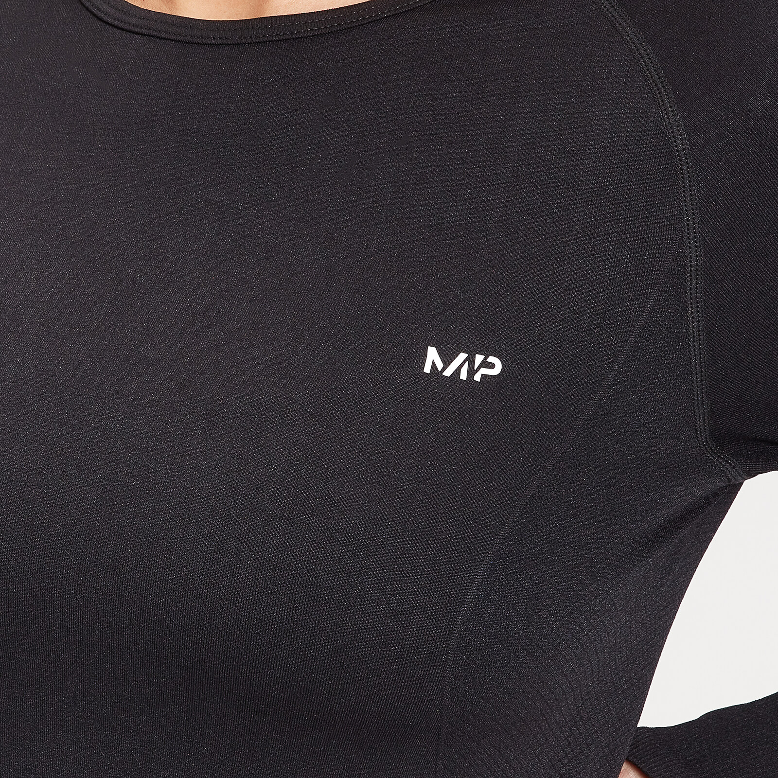 Crop top sans coutures à manches longues MP Shape Seamless pour femmes – Noir