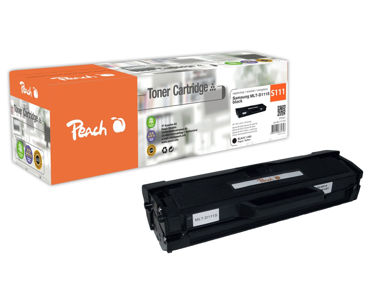 Peach Tonermodul schwarz ersetzt Samsung MLT-D111S/ELS