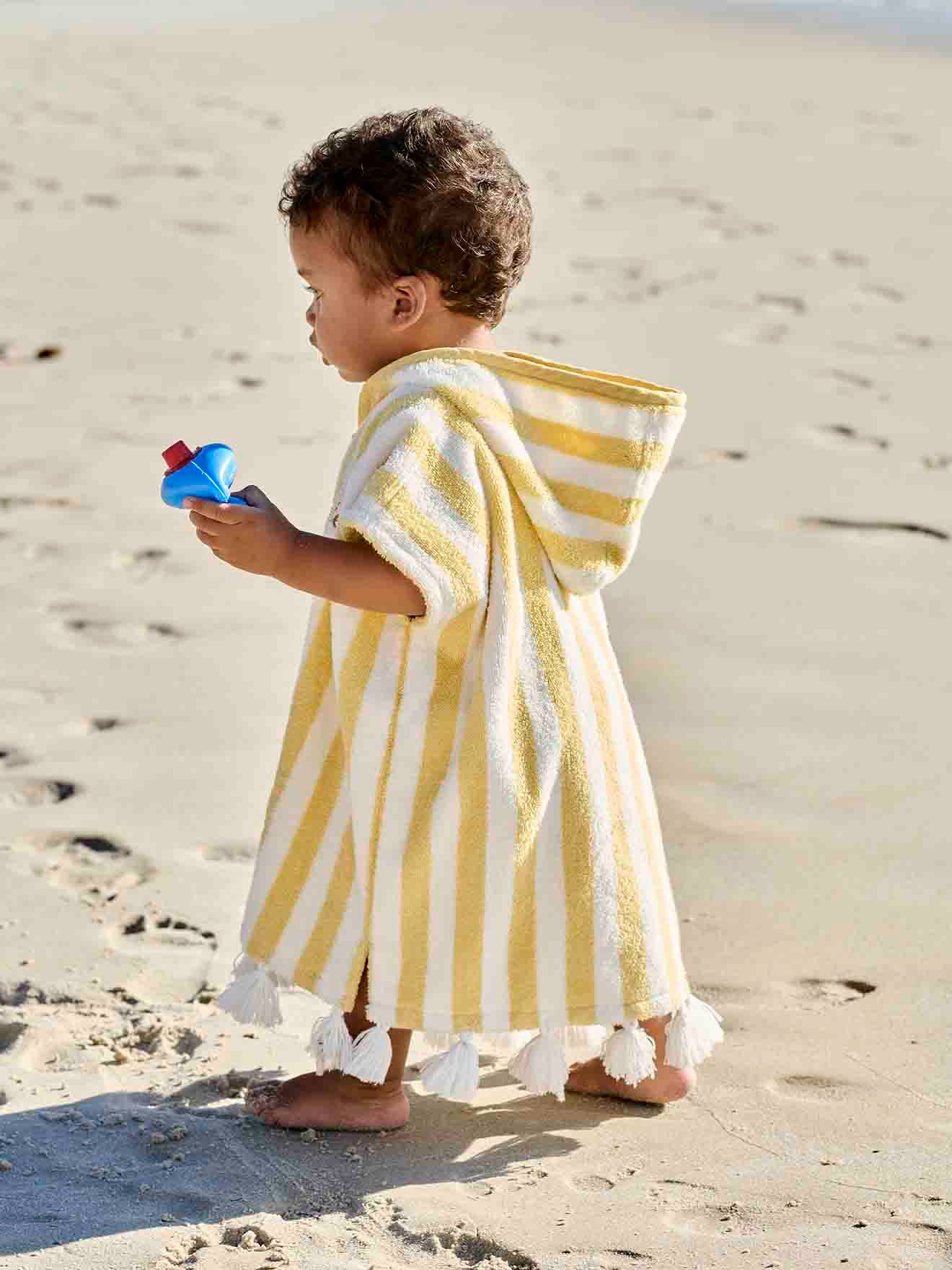 Vertbaudet Baby Badeponcho, personalisierbar - blau/weiß gestreift
