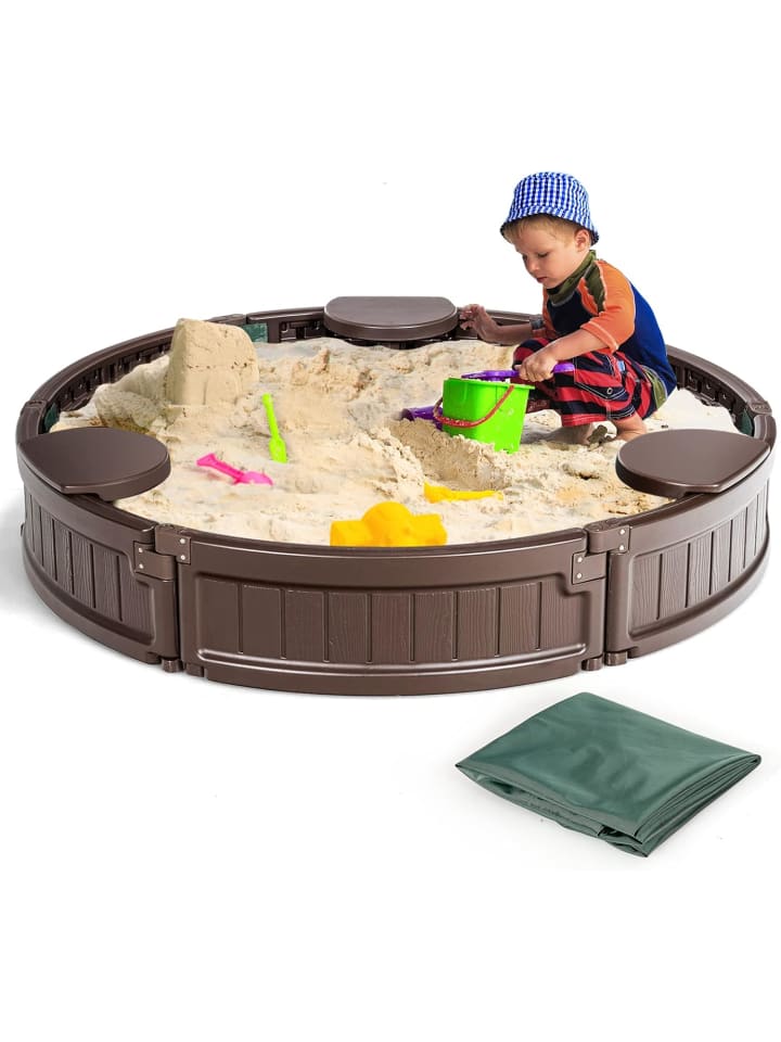 COSTWAY Sandbox rund Ø120cm in Braun günstig kaufen onesize