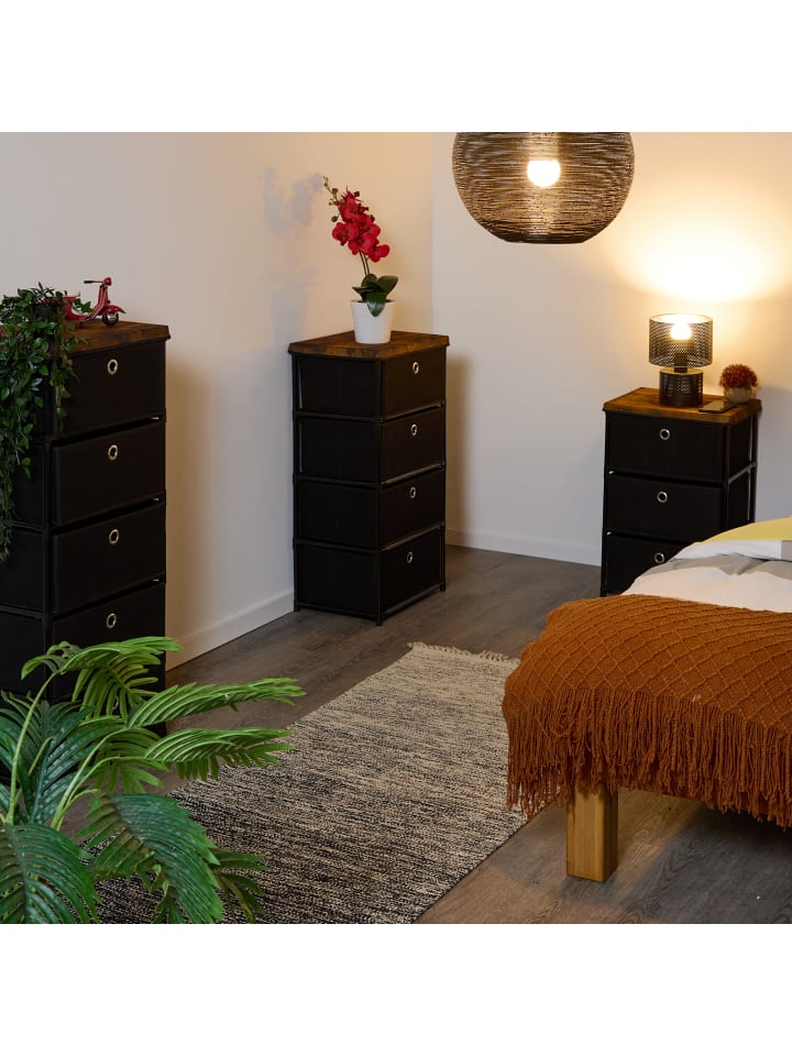 relaxdays Kommode in Schwarz/ Braun - (B)43 X (H)105 x (T)33 cm günstig kaufen onesize