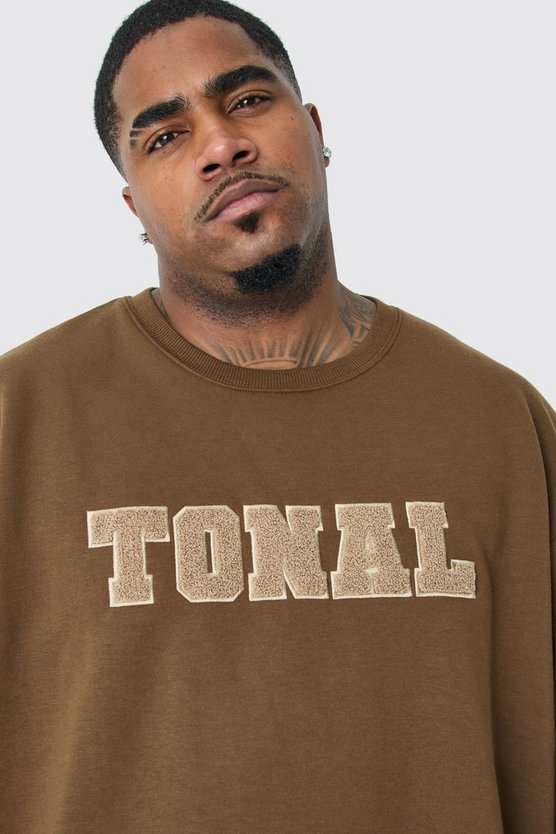 Plus Oversize Borg-Sweatshirt mit Applikation